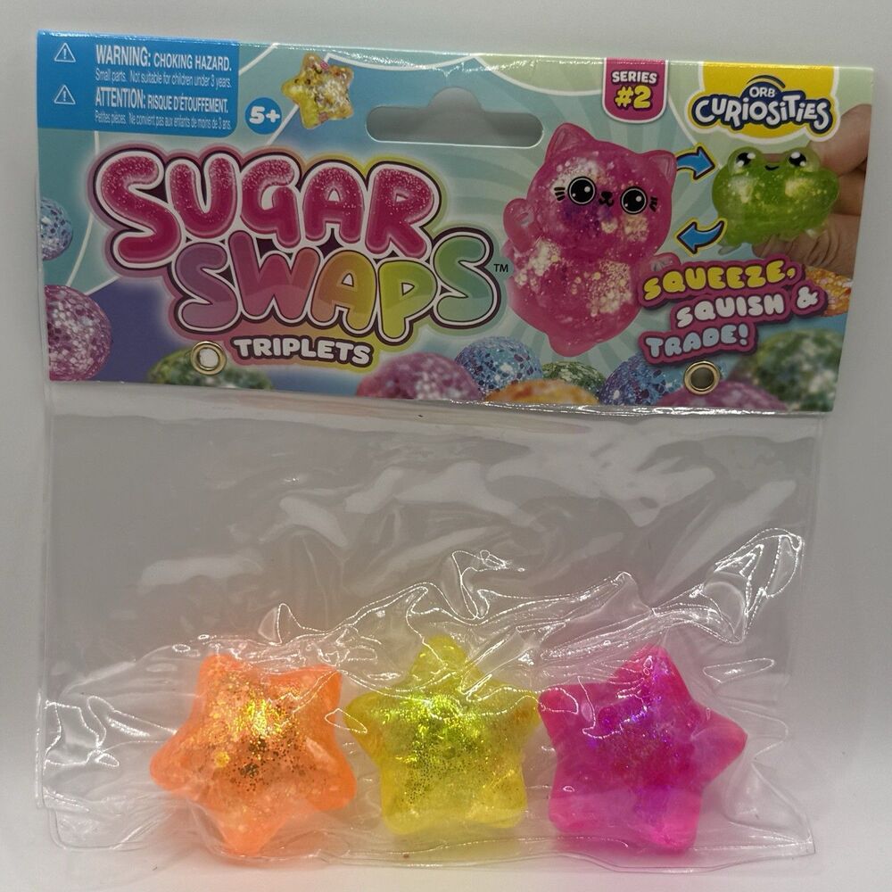 ORB Sugar Swaps Triplets STARS Series 2 Curiosities Squishy Toy 3Pck Glitter